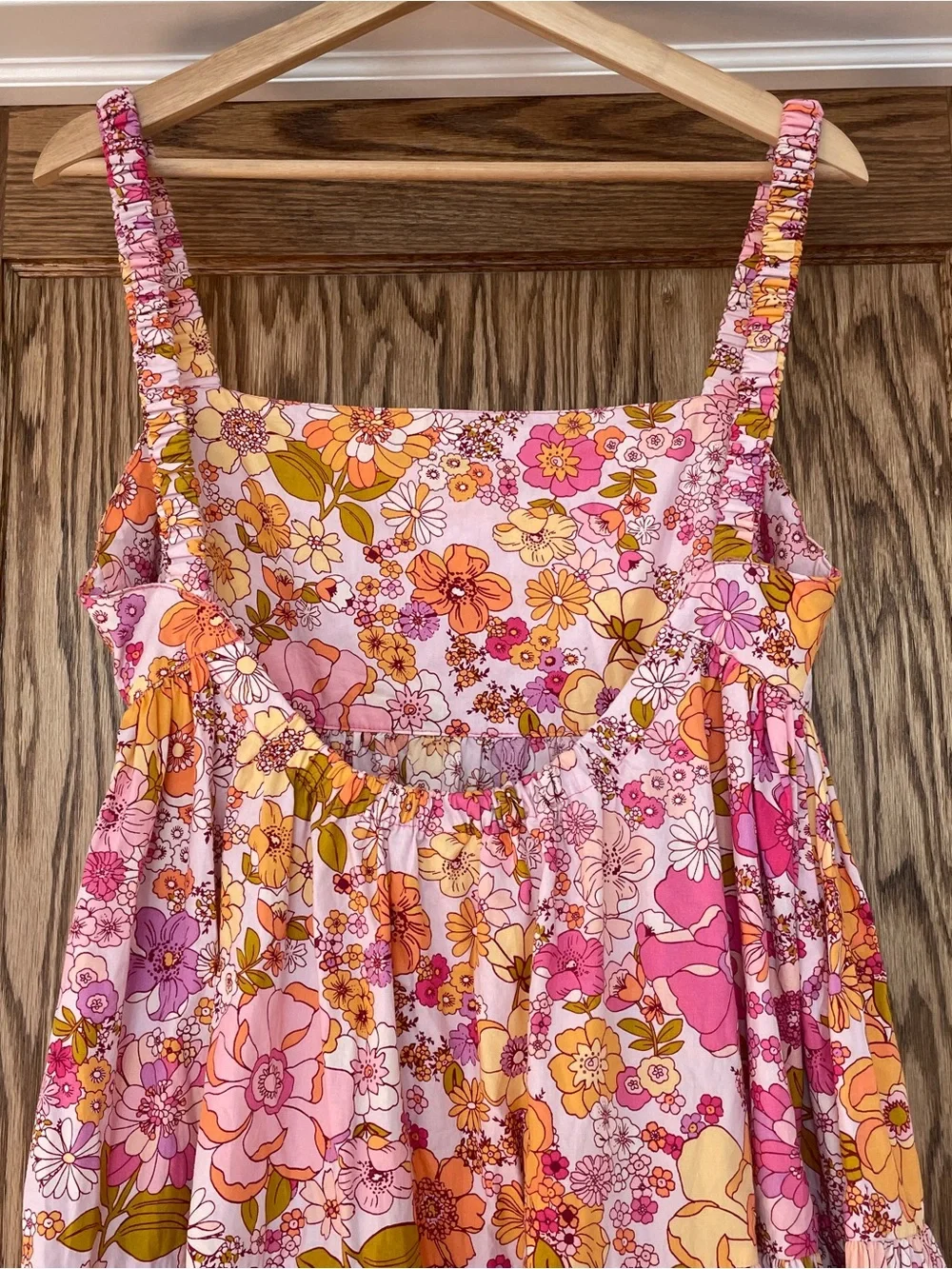 Free People Park Slope Maxi Dress psychedelic pink orange floral M cotton